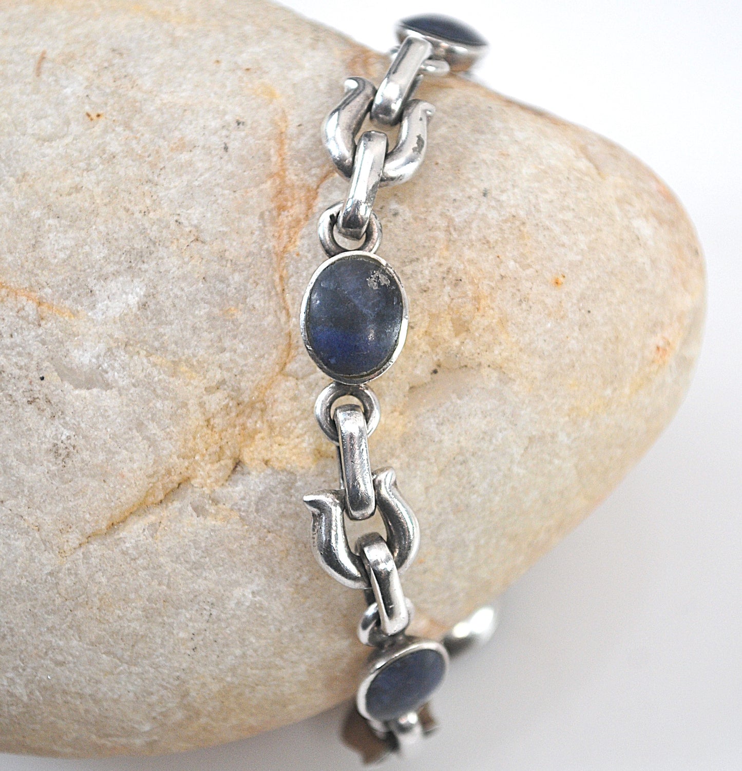 Early Mexico 950 Sterling Silver Horseshoe Link Bracelet