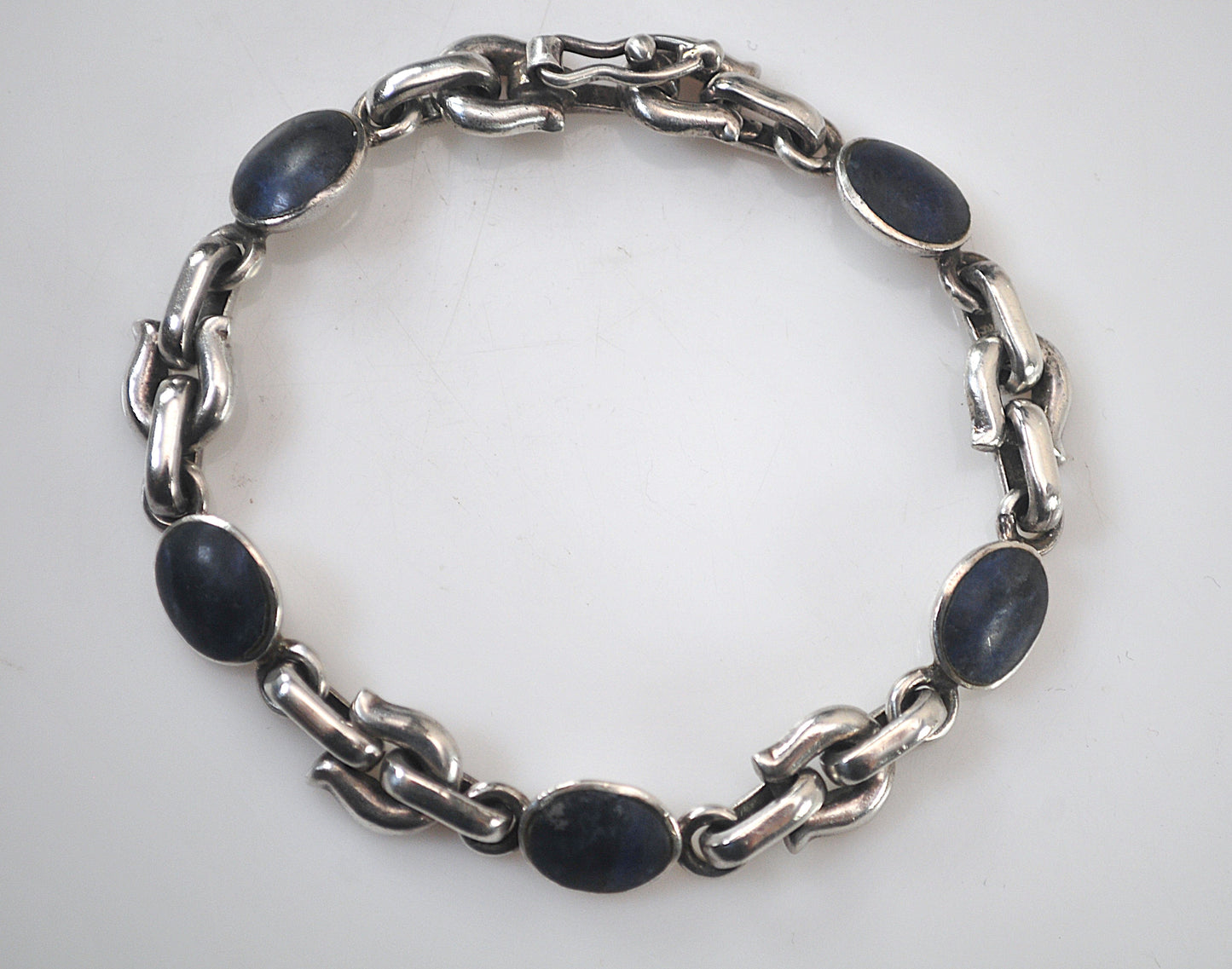 Early Mexico 950 Sterling Silver Horseshoe Link Bracelet