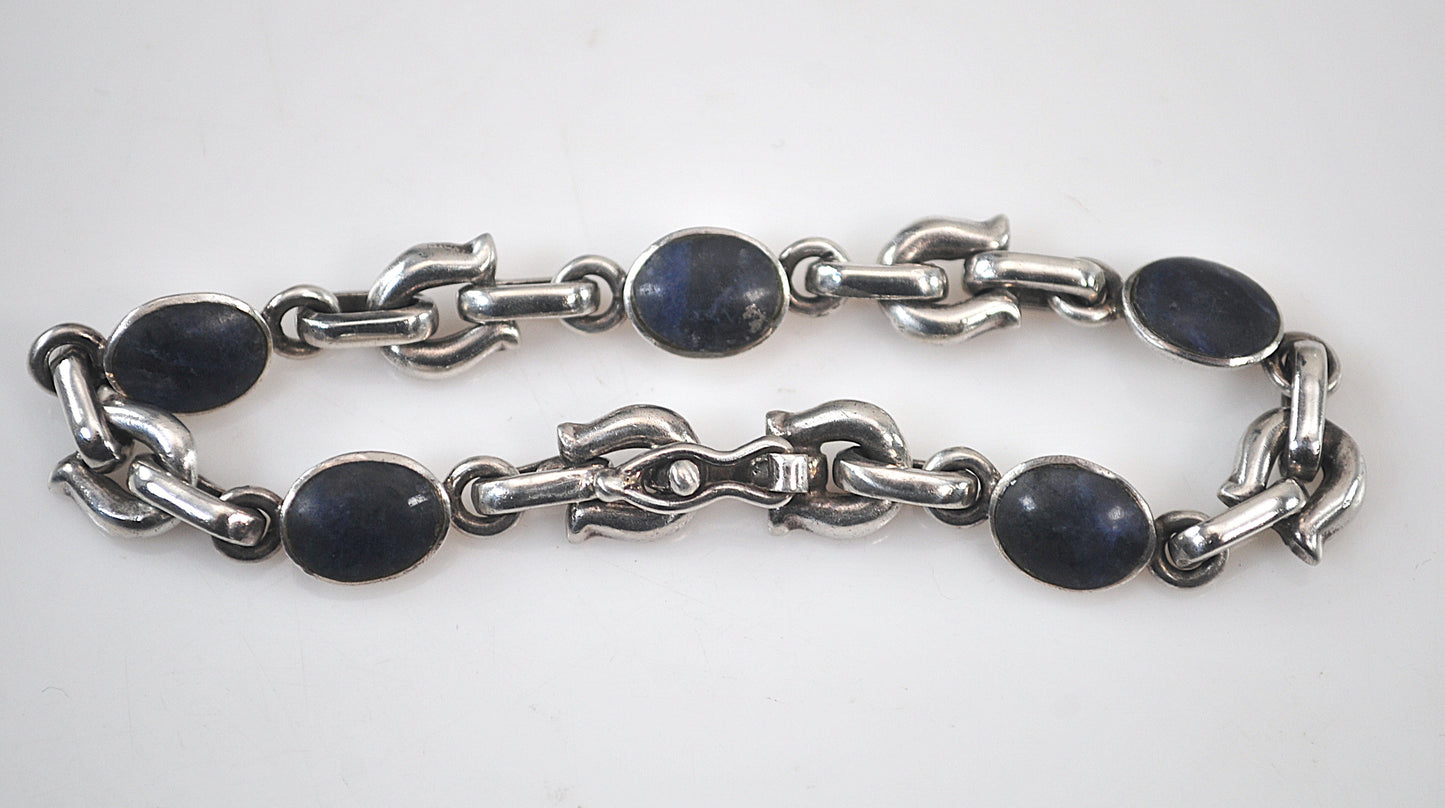 Early Mexico 950 Sterling Silver Horseshoe Link Bracelet