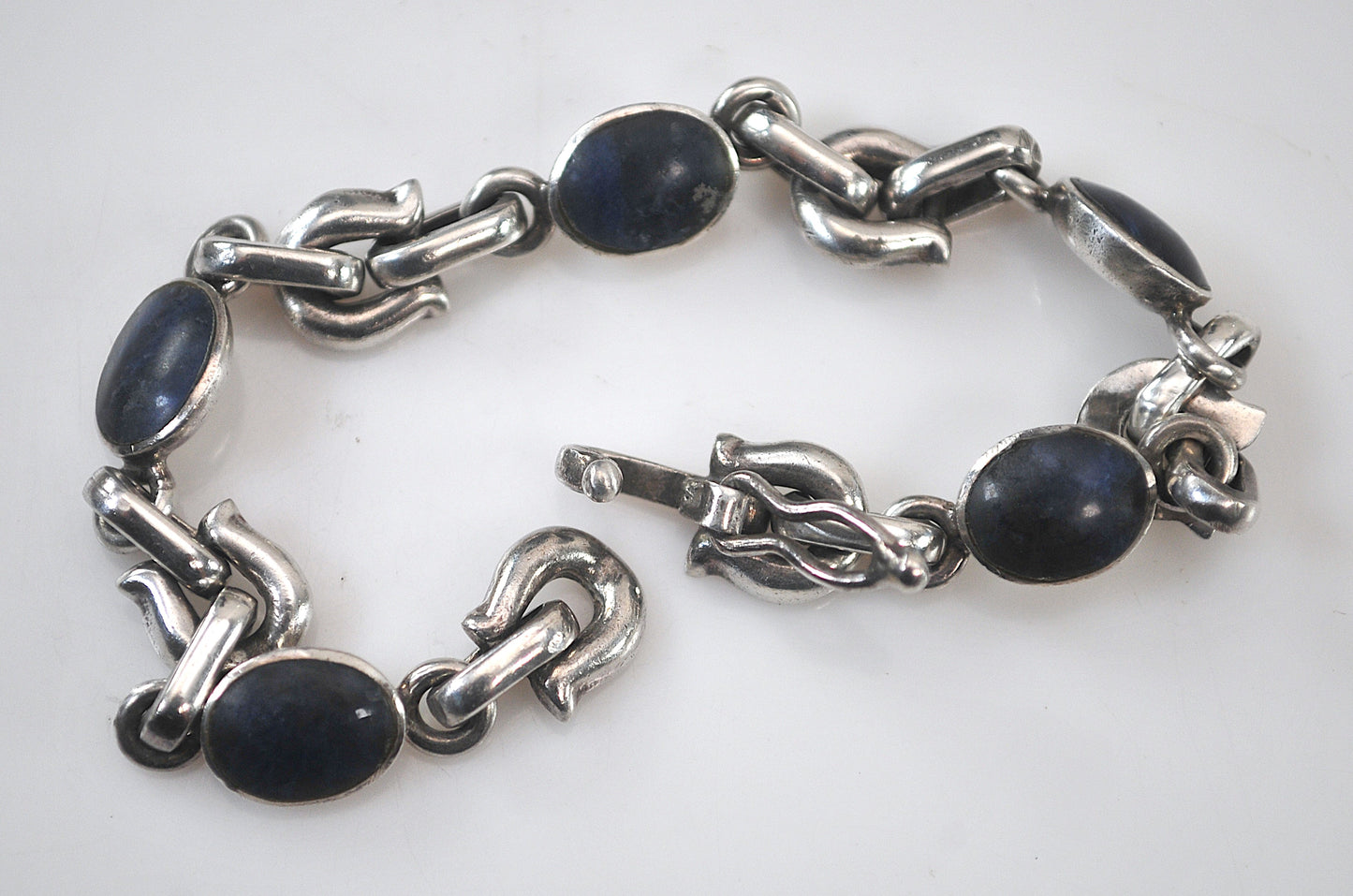 Early Mexico 950 Sterling Silver Horseshoe Link Bracelet