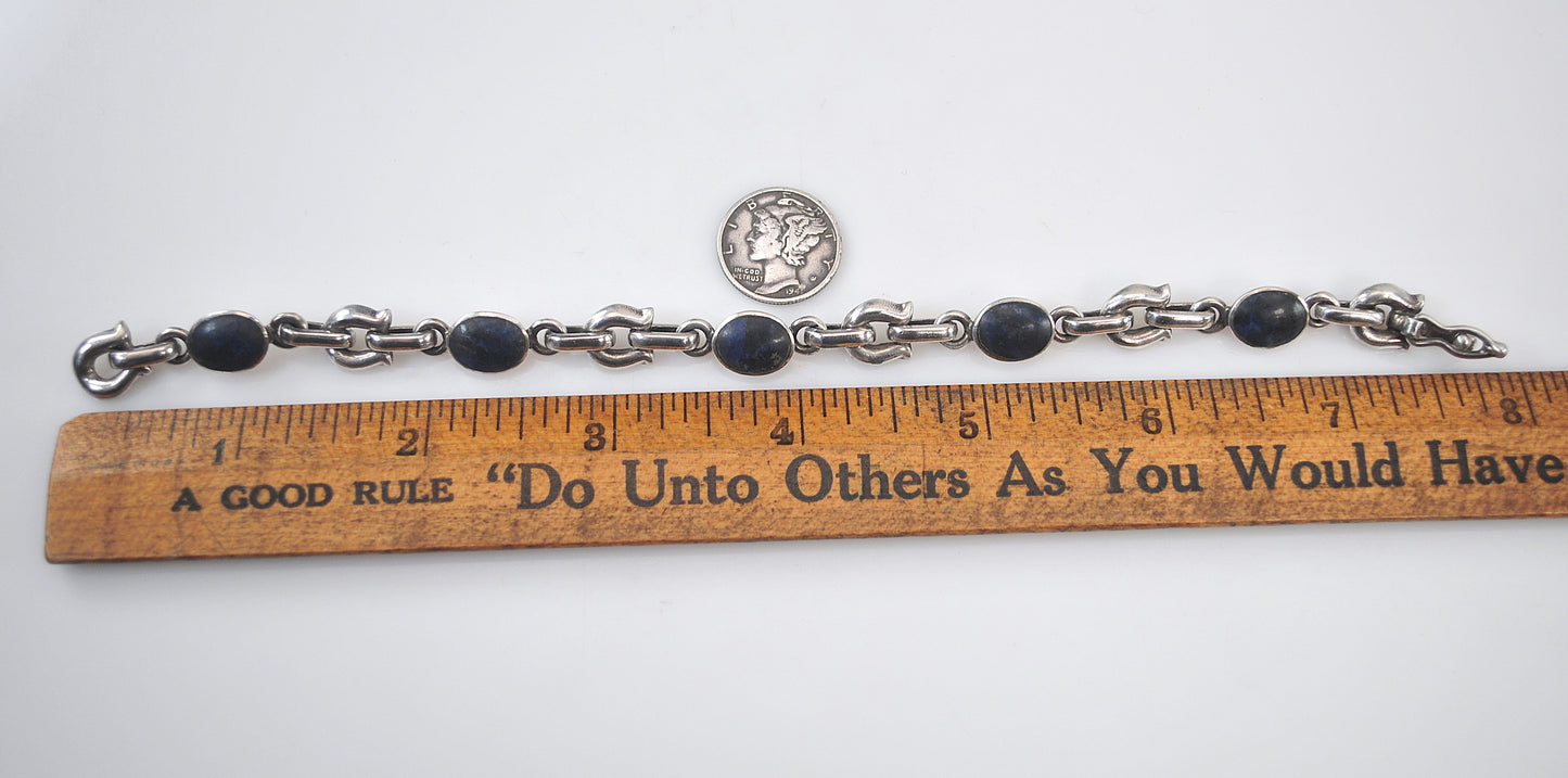 Early Mexico 950 Sterling Silver Horseshoe Link Bracelet
