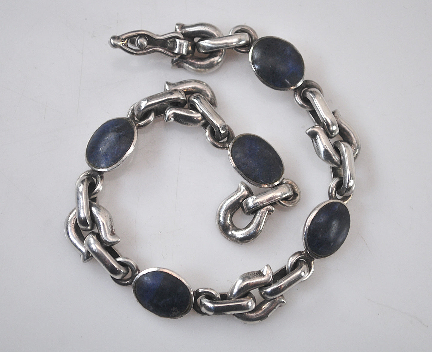 Early Mexico 950 Sterling Silver Horseshoe Link Bracelet