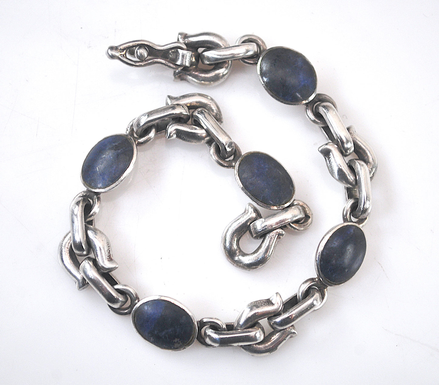 Early Mexico 950 Sterling Silver Horseshoe Link Bracelet