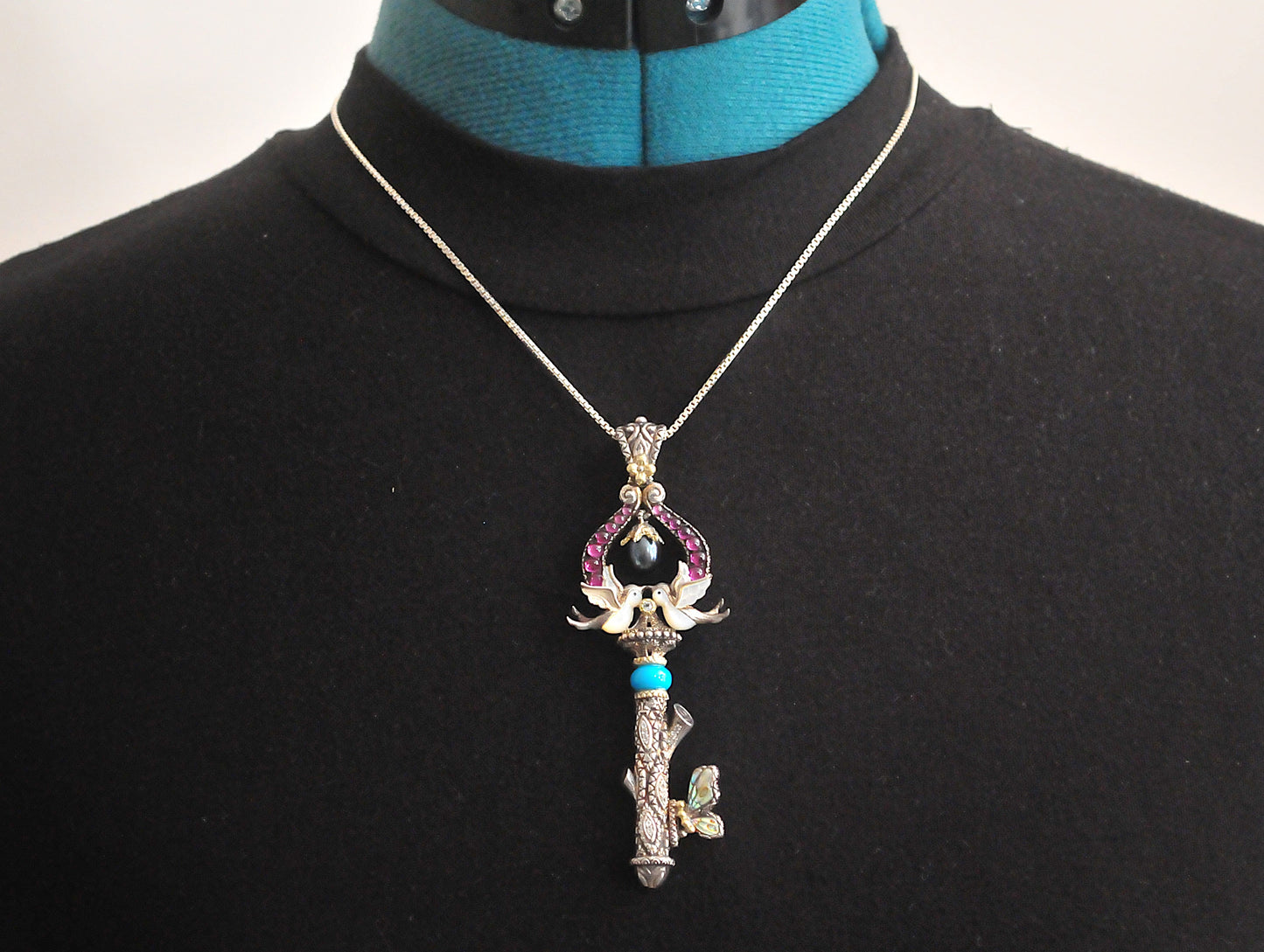 DAMAGED - AS IS - Barbara Bixby Sterling Silver 18K Gold Bird Key Enhancer Pendant