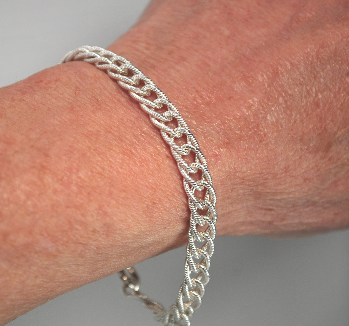 Sterling Silver Textured Link Bracelet