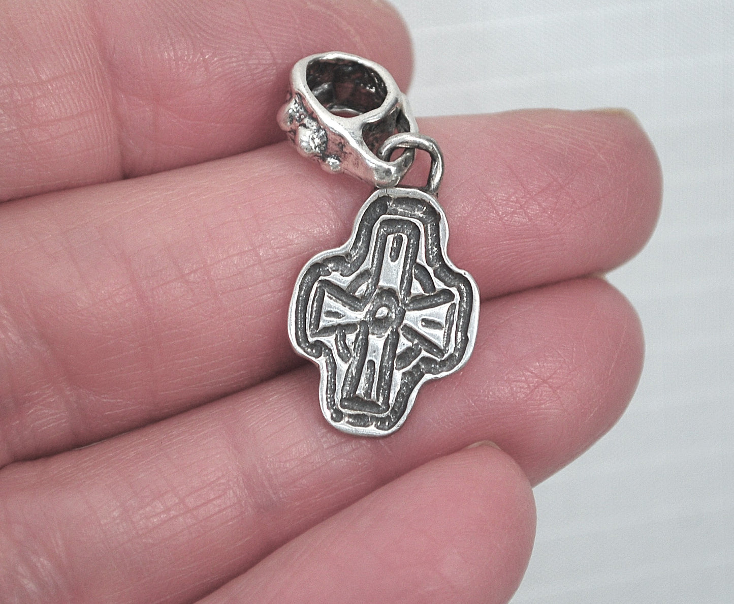 Sterling Silver Rustic Faith Cross Pendant