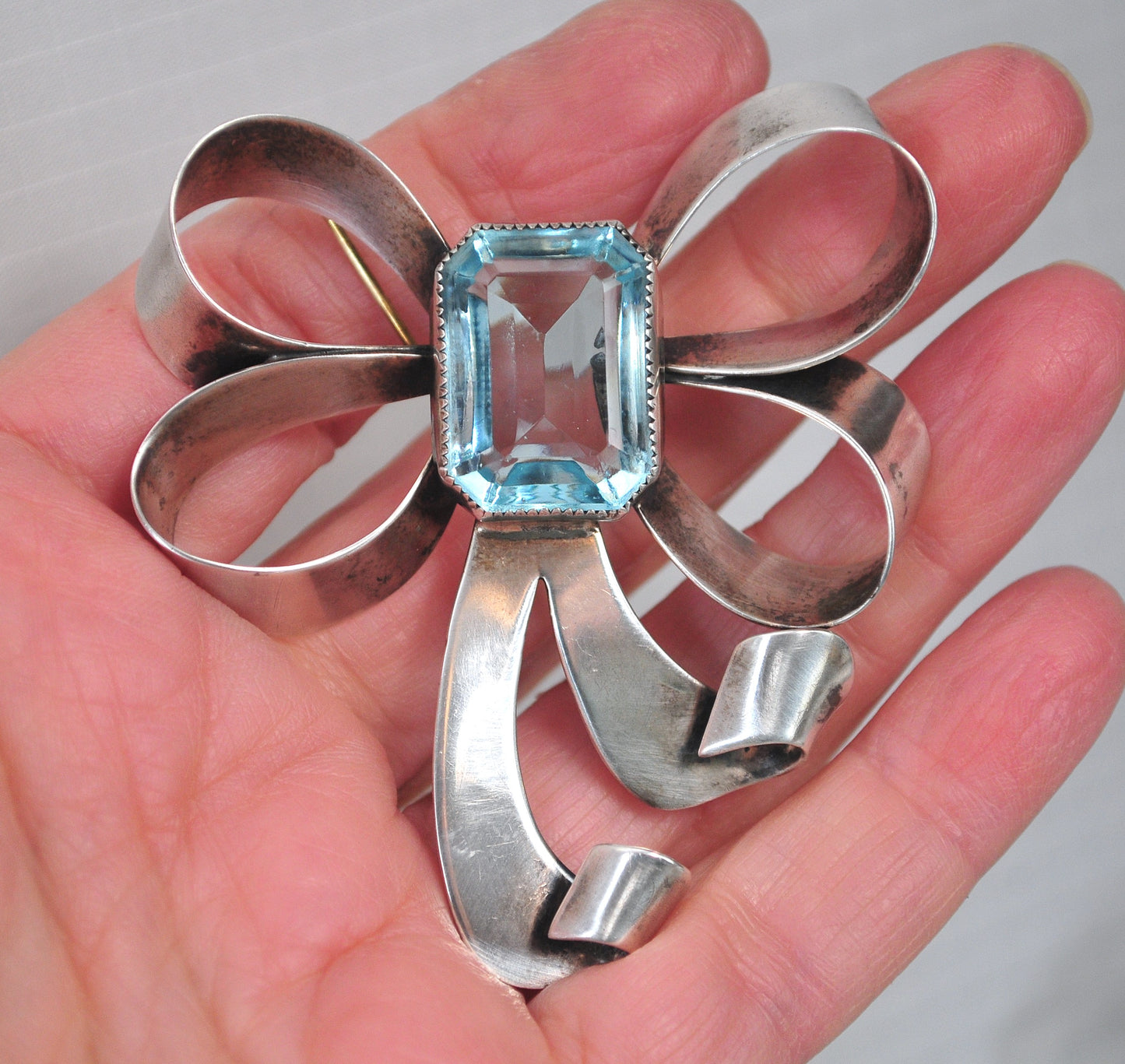 Vintage Sterling Silver Bow Brooch