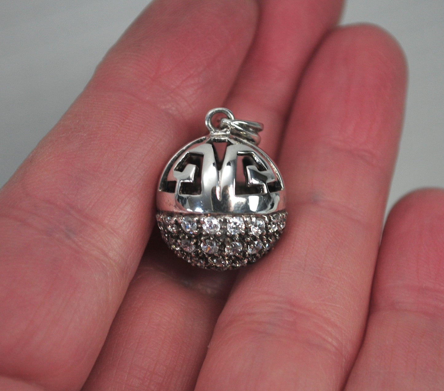Designer Sterling Silver CZ Ball Pendant