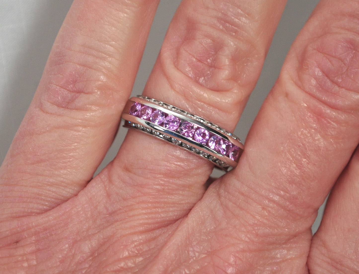 14K Gold Pink Sapphire Diamond Ring