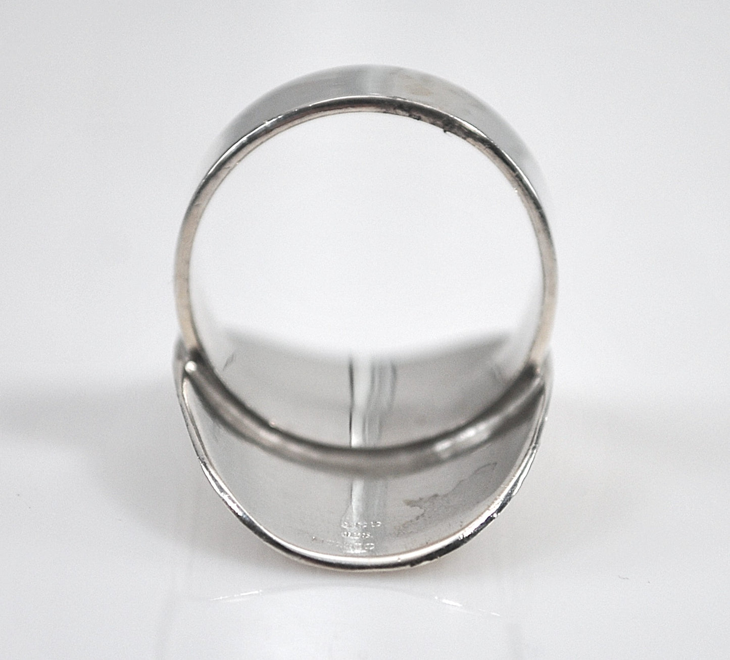 Signed Long Sterling Silver Diamond Cut Sparkle Ring