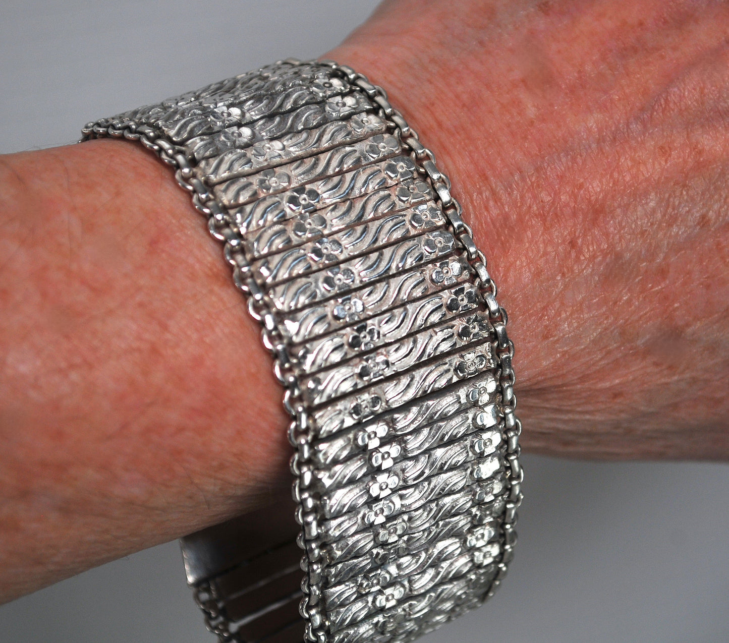 HEAVY Wide Sterling Silver Rajasthan Bracelet