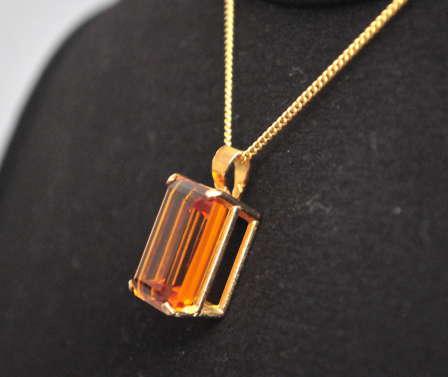 Large 10K Gold Citrine Pendant