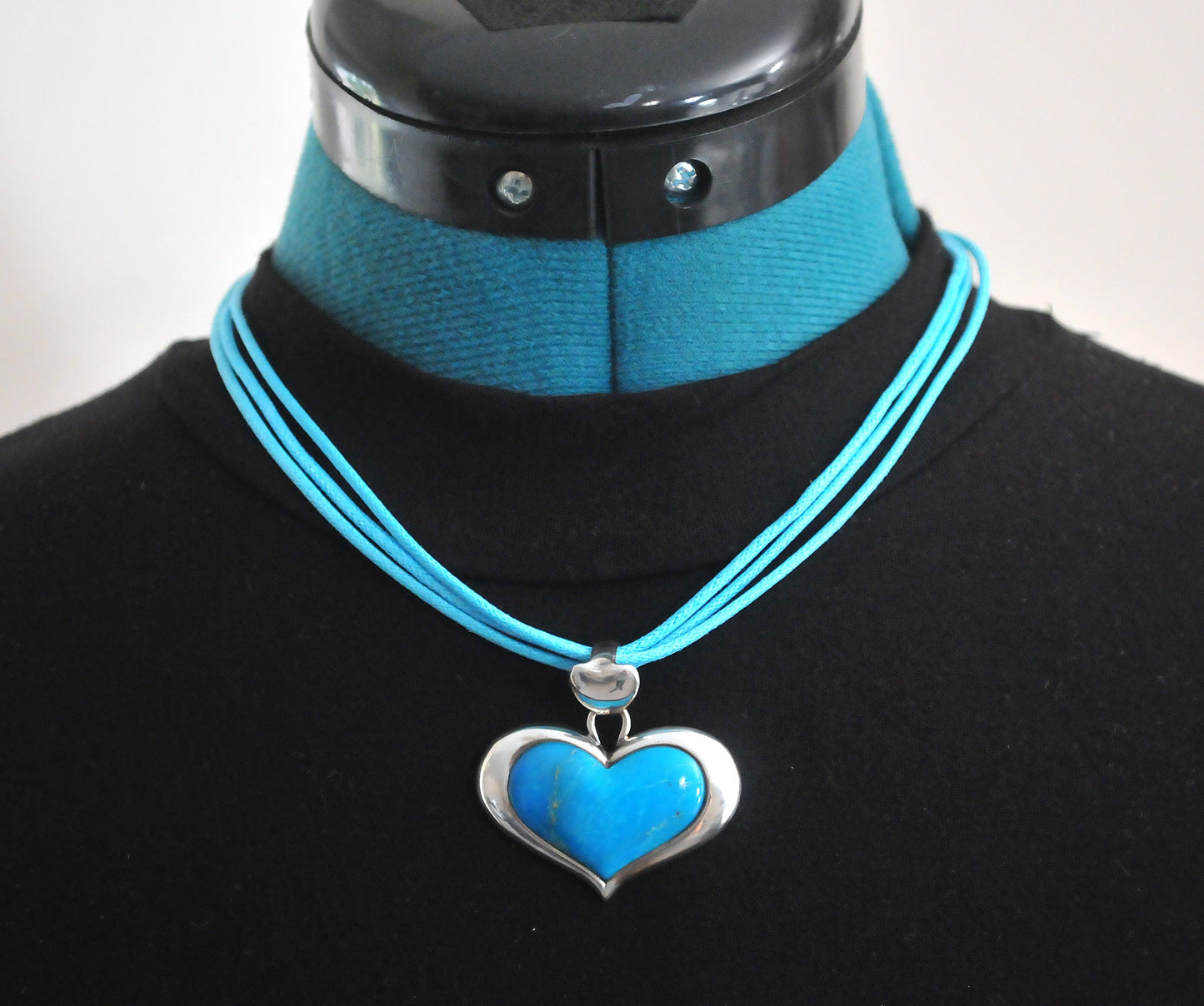 Sally C Treasures Sterling Silver Turquoise Heart Necklace
