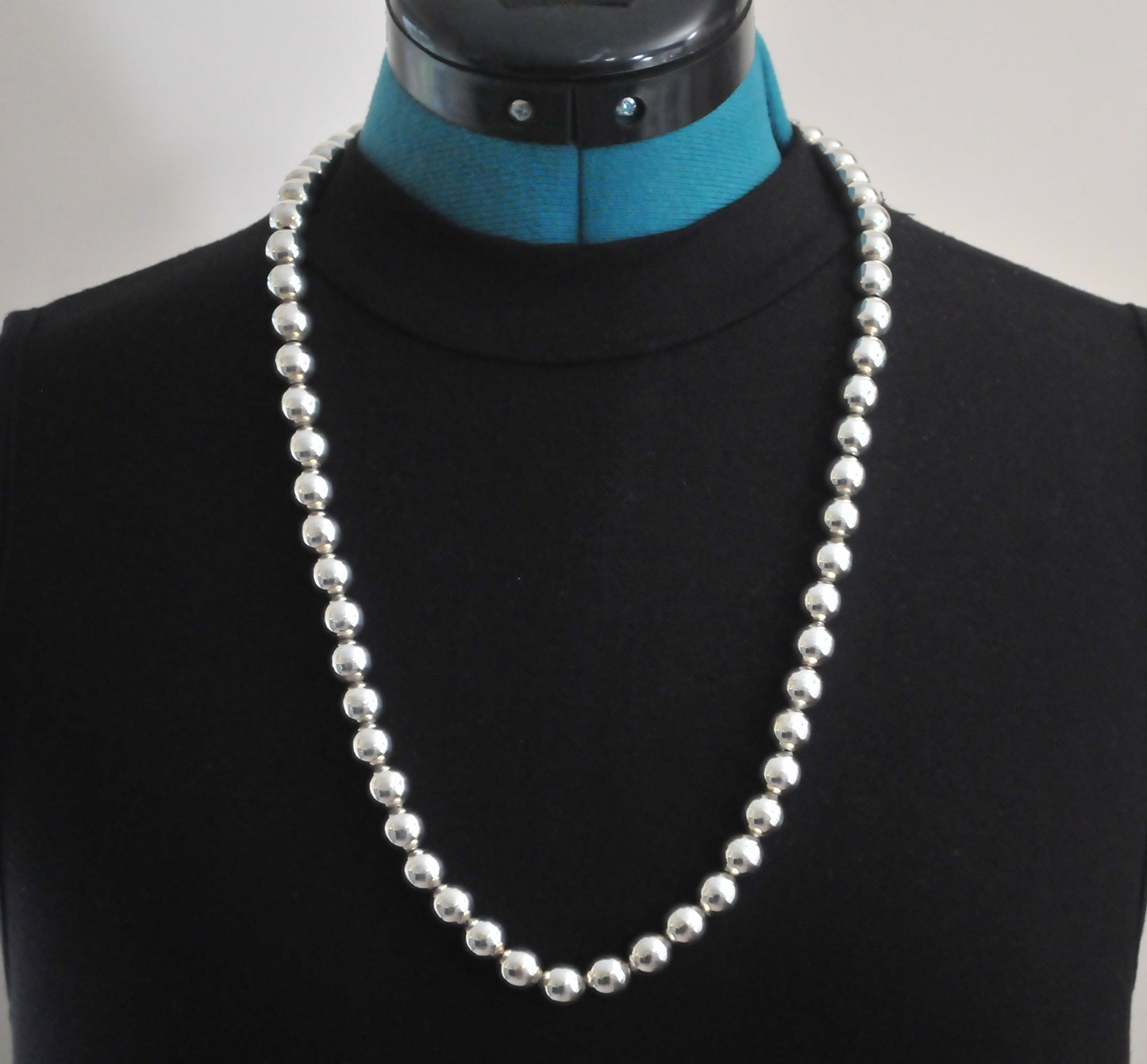 Vintage Taxco Sterling Silver 10mm Ball Necklace