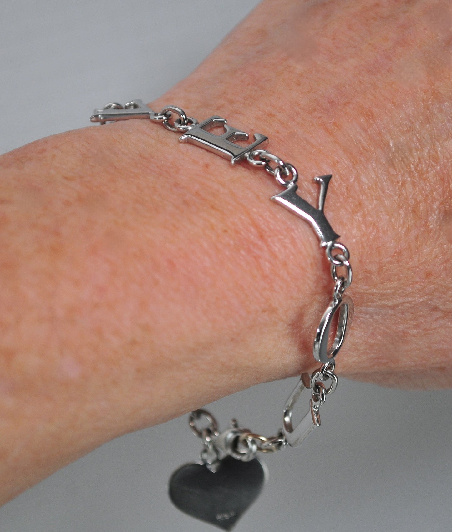 Sterling Silver I LOVE YOU Heart Bracelet