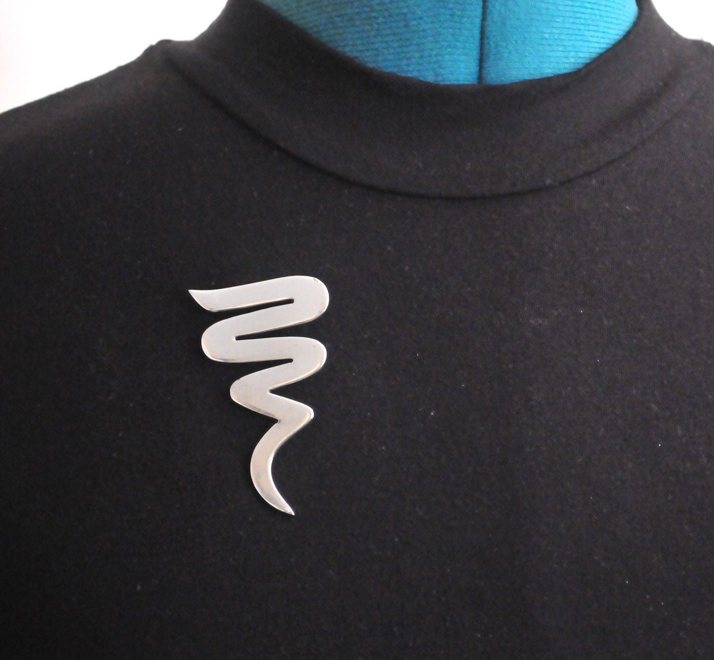 Large Vintage Taxco Sterling Silver Tornado Brooch Pendant