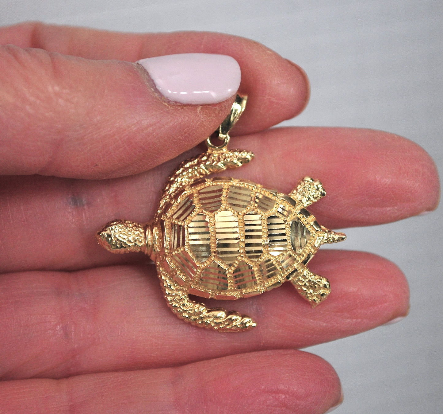Large 14K Gold Turtle Pendant