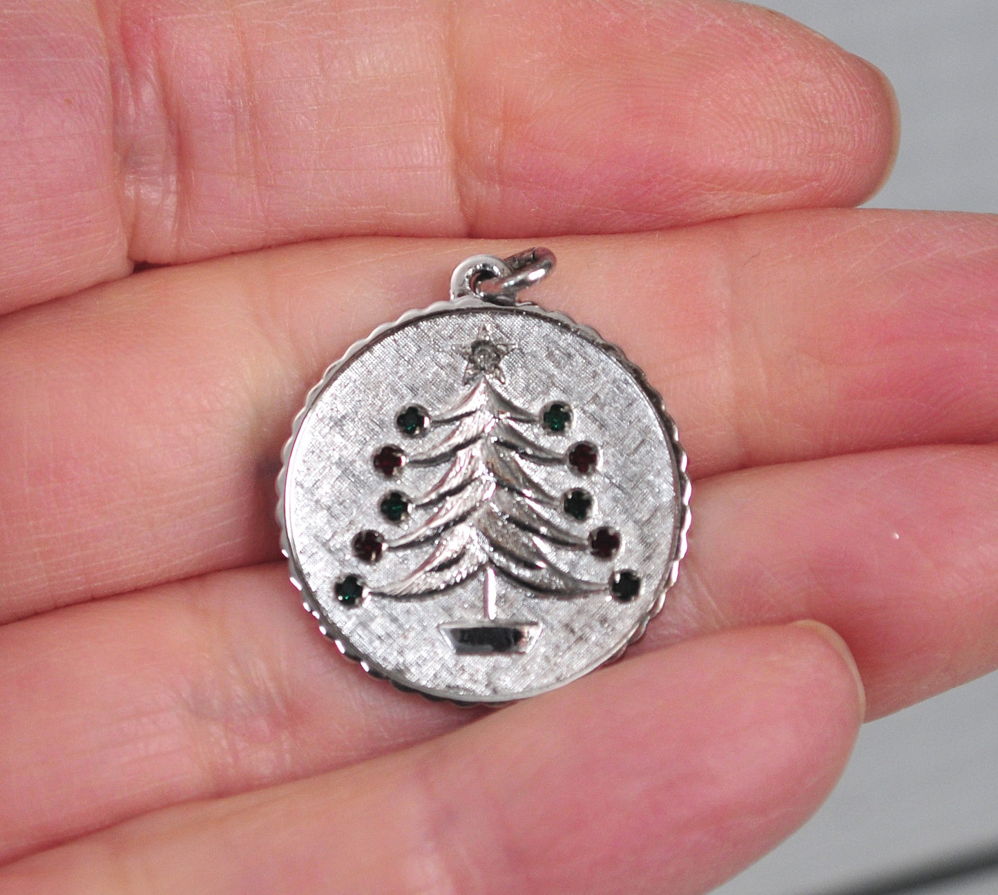 Vintage Sterling Silver Christmas Tree Pendant Charm