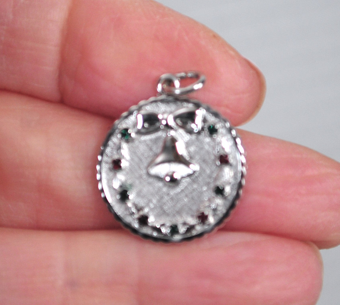 Vintage Sterling Silver Christmas Bell Pendant Charm