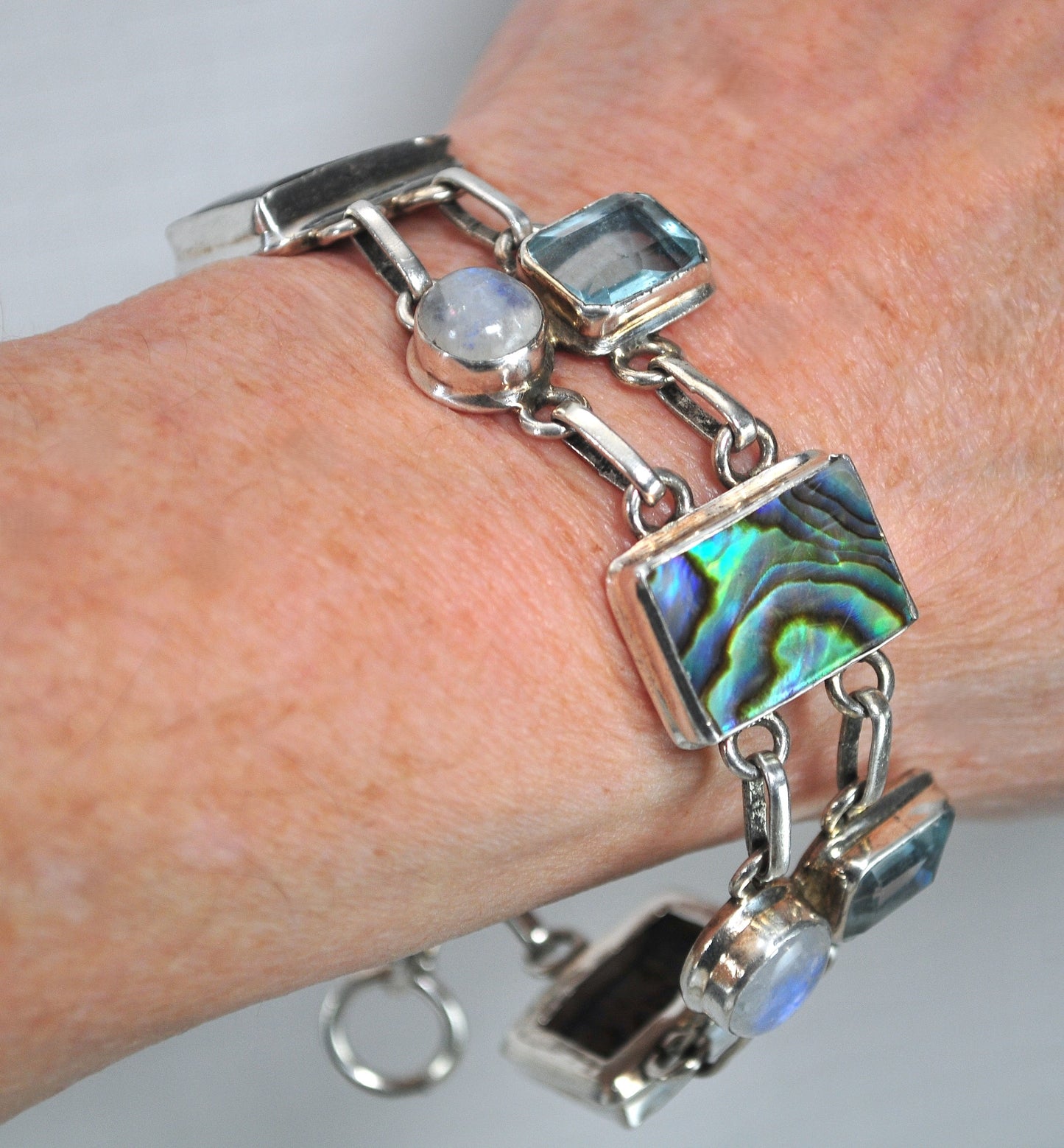 Sterling Silver Abalone Moonstone Bracelet