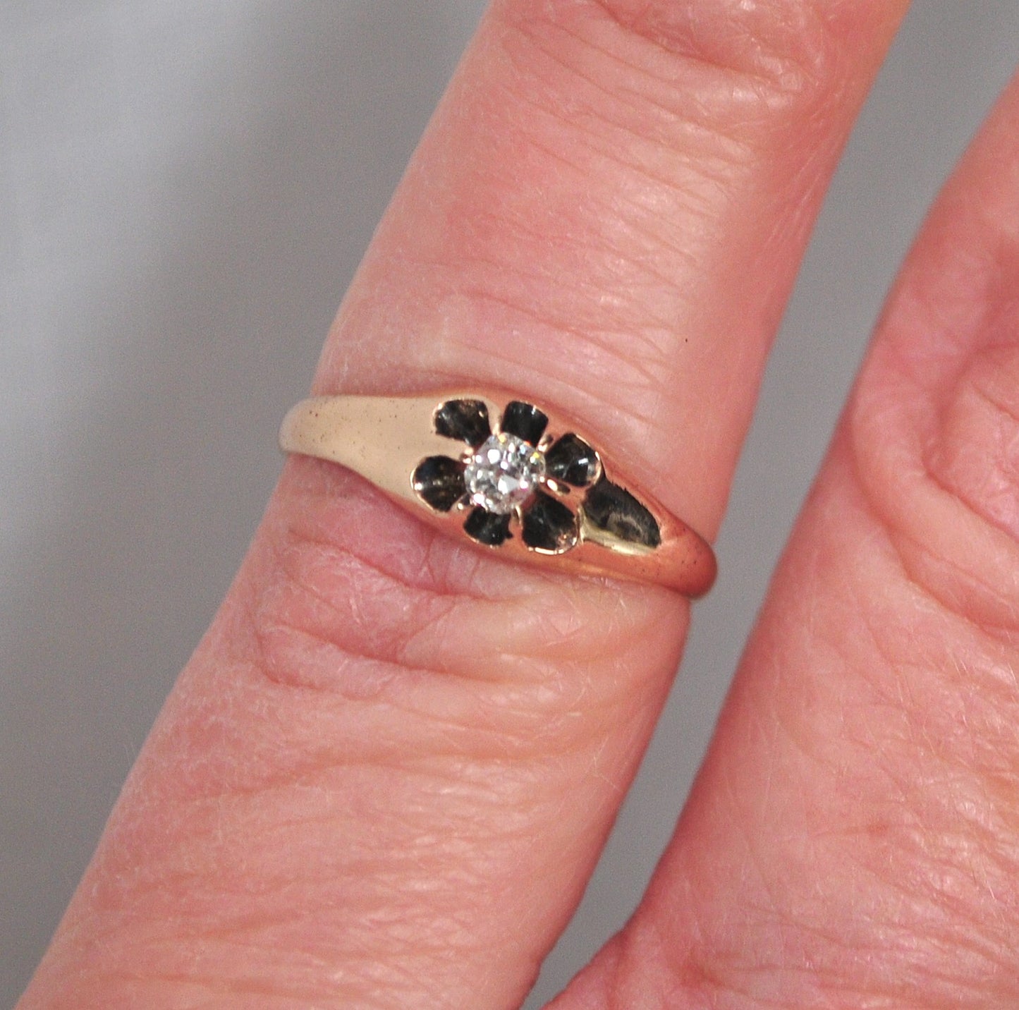 Antique 10K Rose Gold Diamond Ring