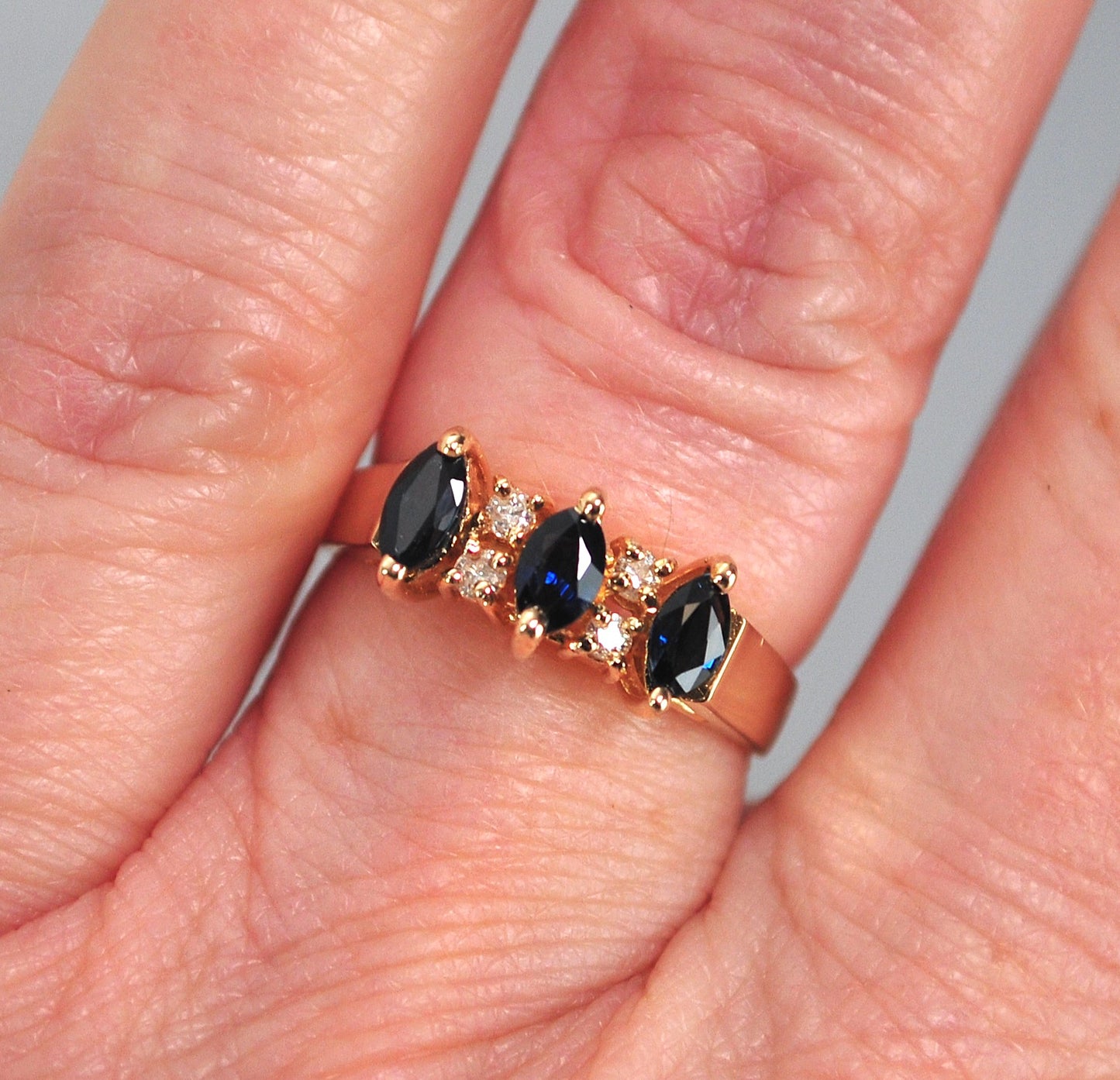 14K Yellow Gold Sapphire Diamond Ring