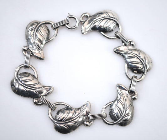 Vintage Danecraft Sterling Silver Leaf Bracelet