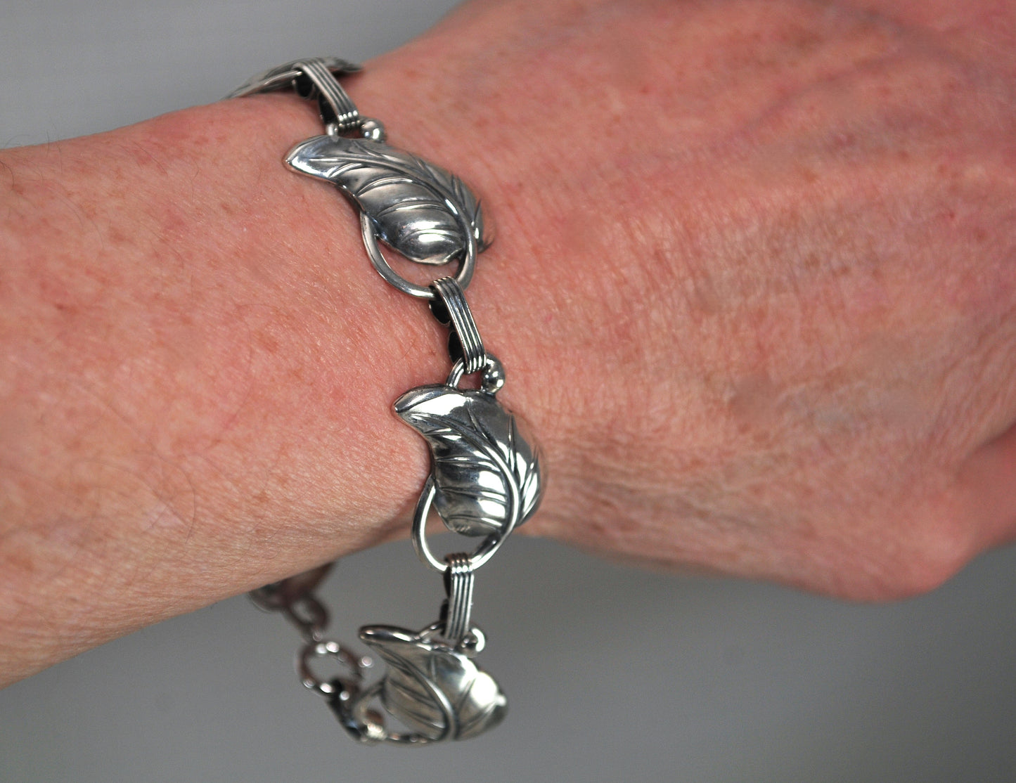 Vintage Danecraft Sterling Silver Leaf Bracelet
