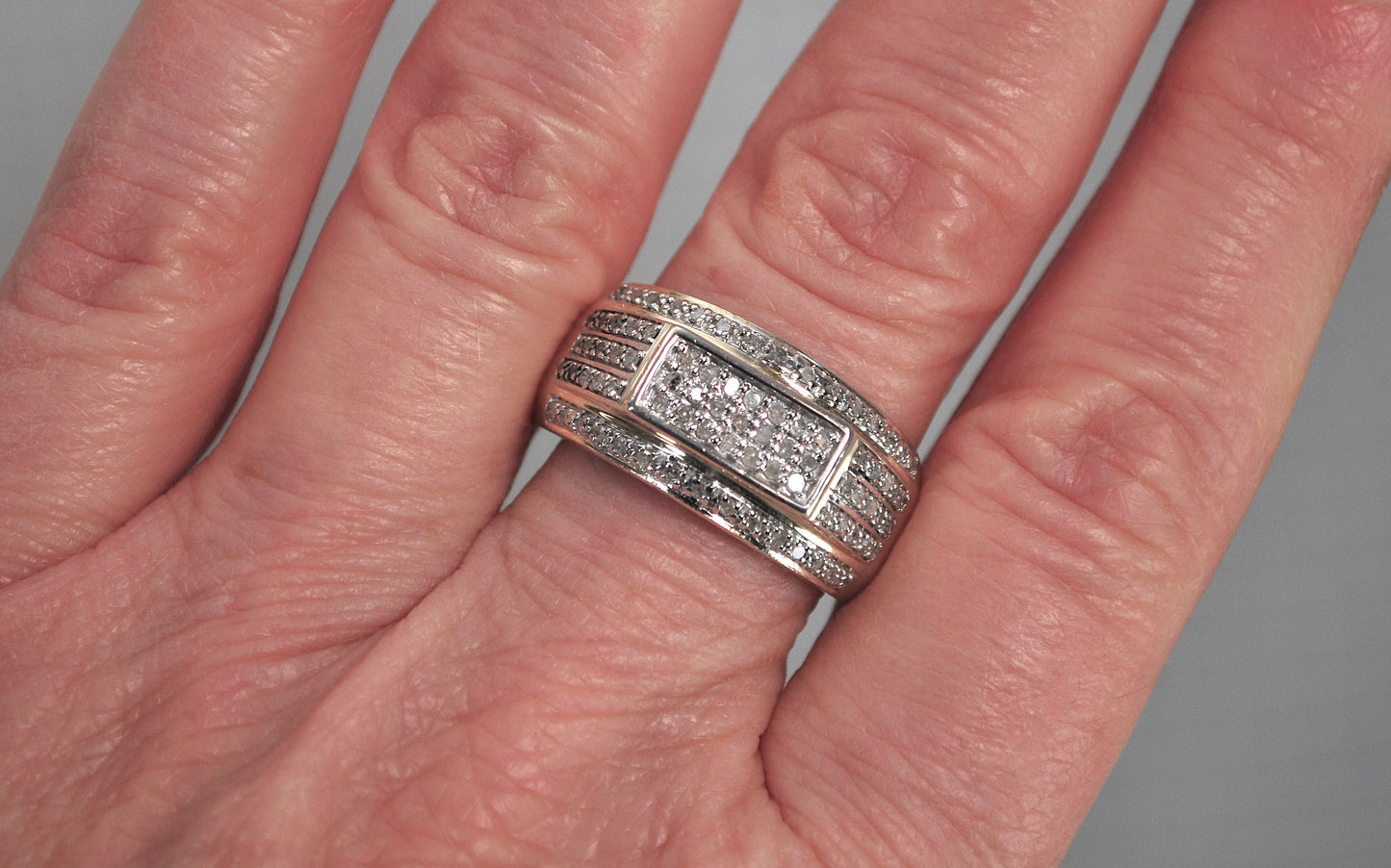 Sterling Silver Men's Diamond Ring