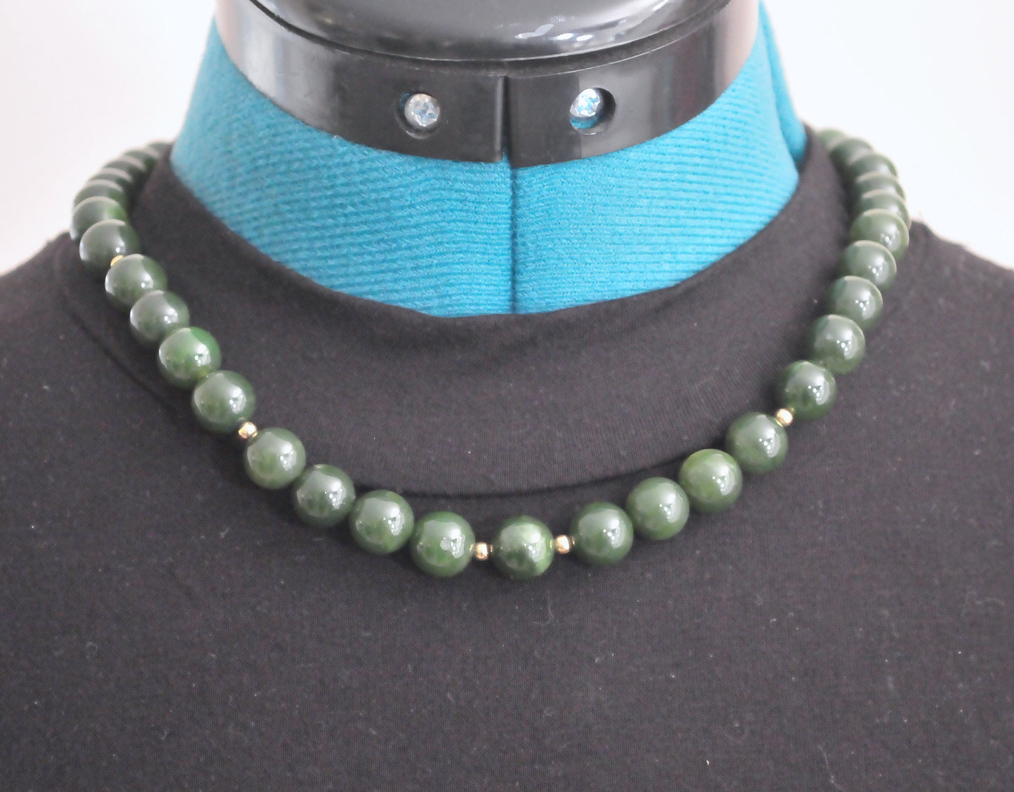 Gold Filled Beaded Jade Necklace