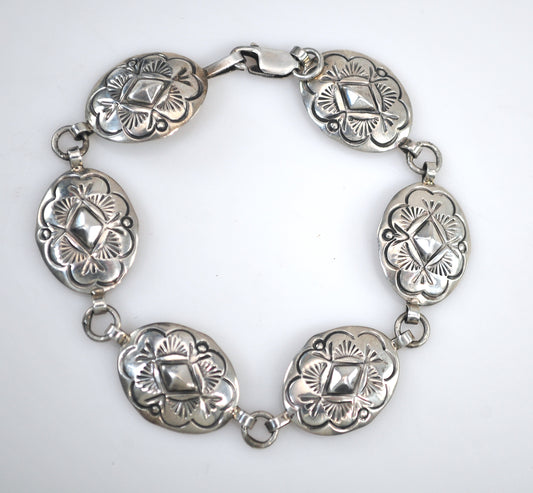 Authur Platero Laguna Sterling Silver Concho Bracelet