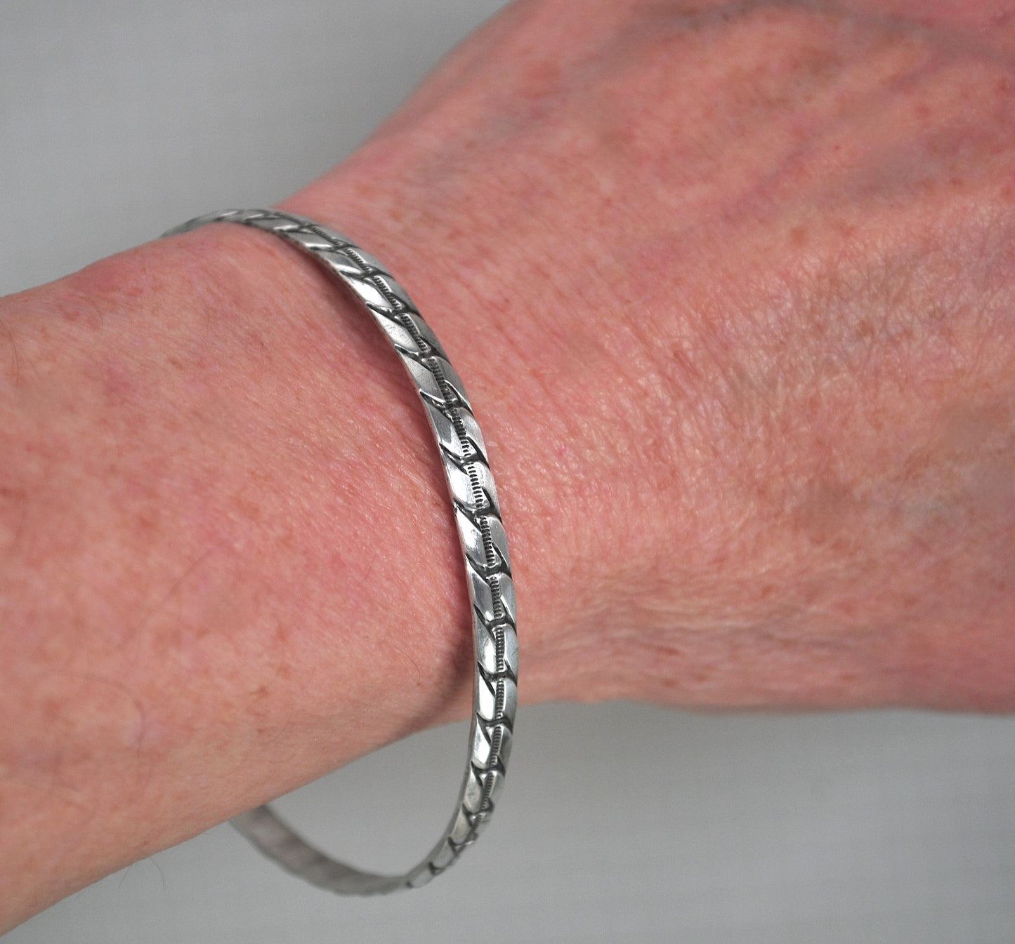 Narrow Vintage Sterling Silver Bangle Bracelet