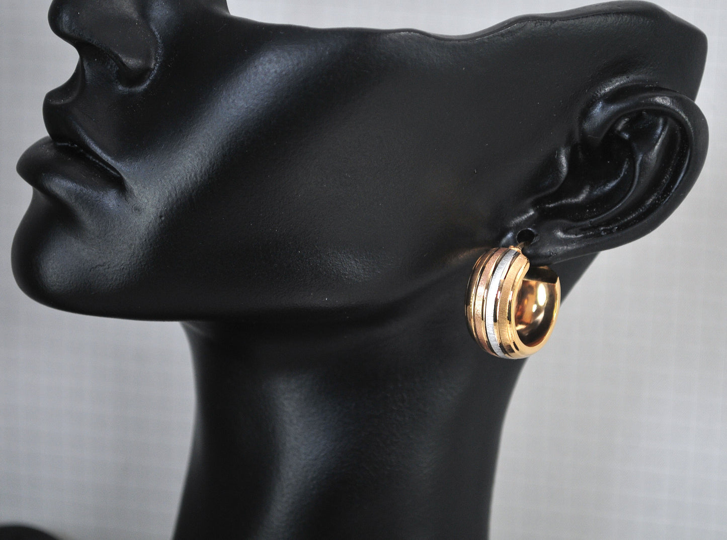 Designer 14K Gold Tri Color Hoop Earrings