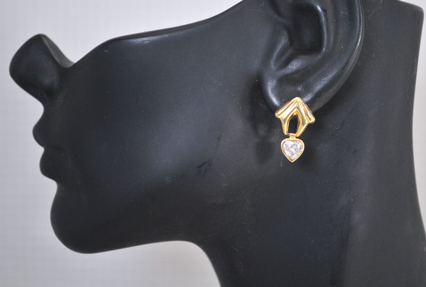 14K Gold CZ Heart Earrings