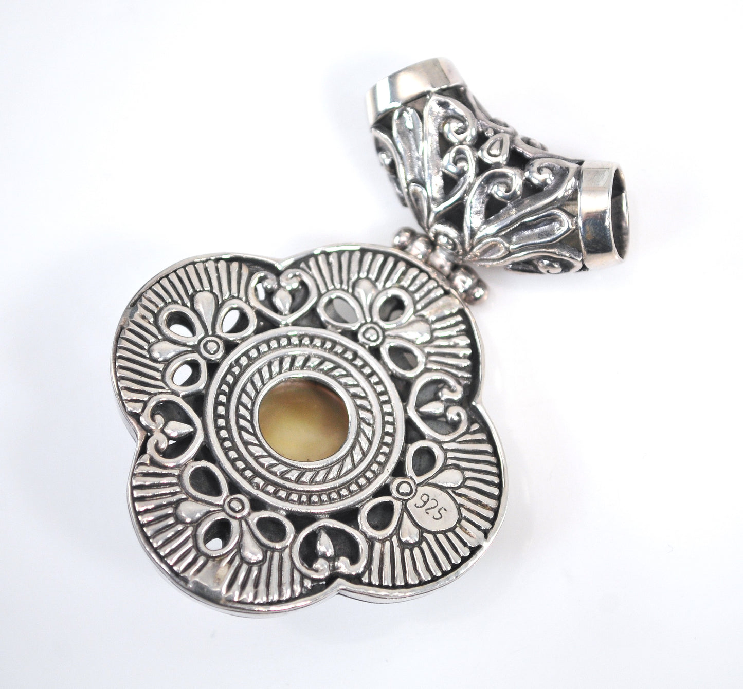 Huge Sterling Silver Pearl Slider Pendant