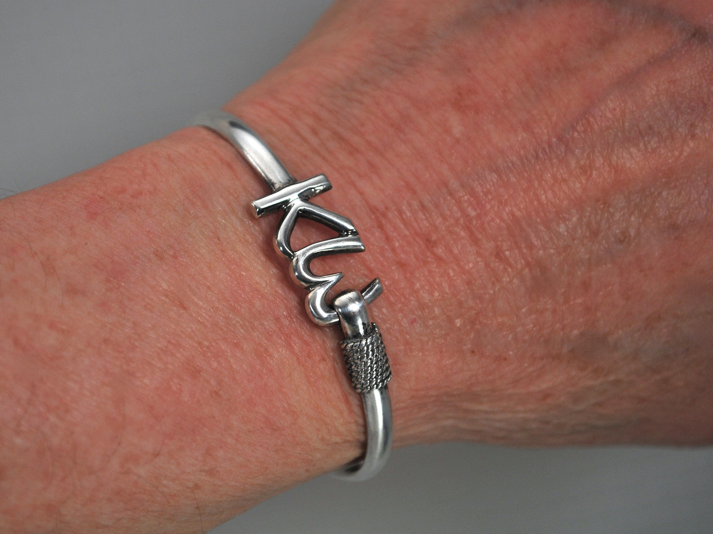 Signed Key West Sterling Silver Hook Bangle Bracelet