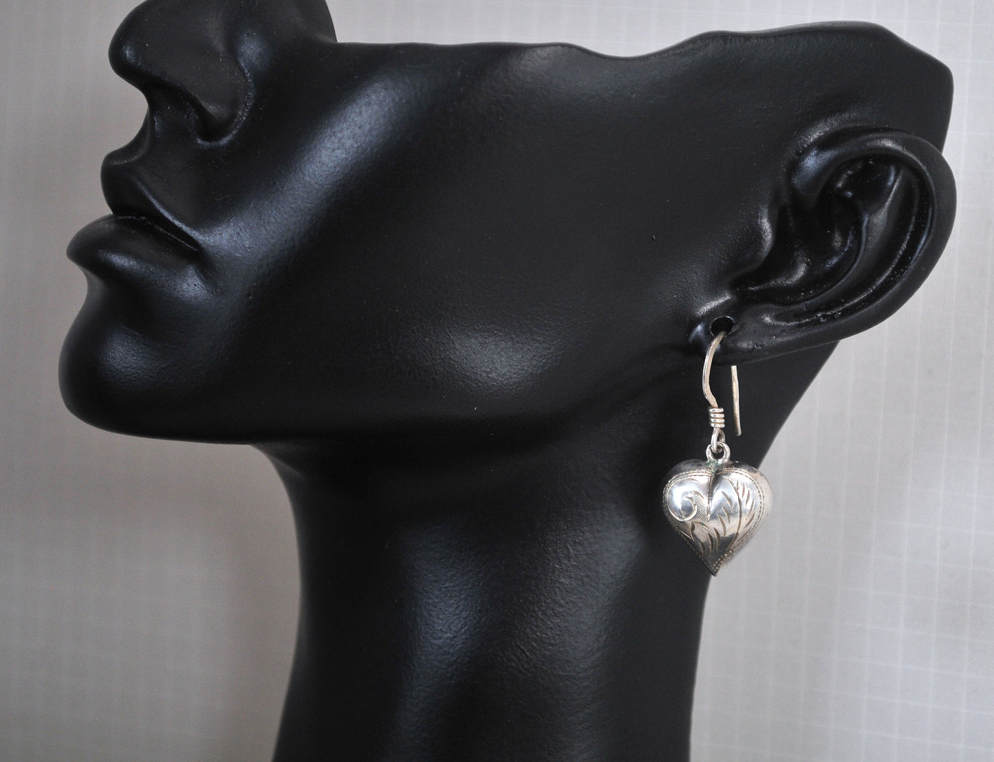 Puffed 925 Heart Earrings Sterling Silver