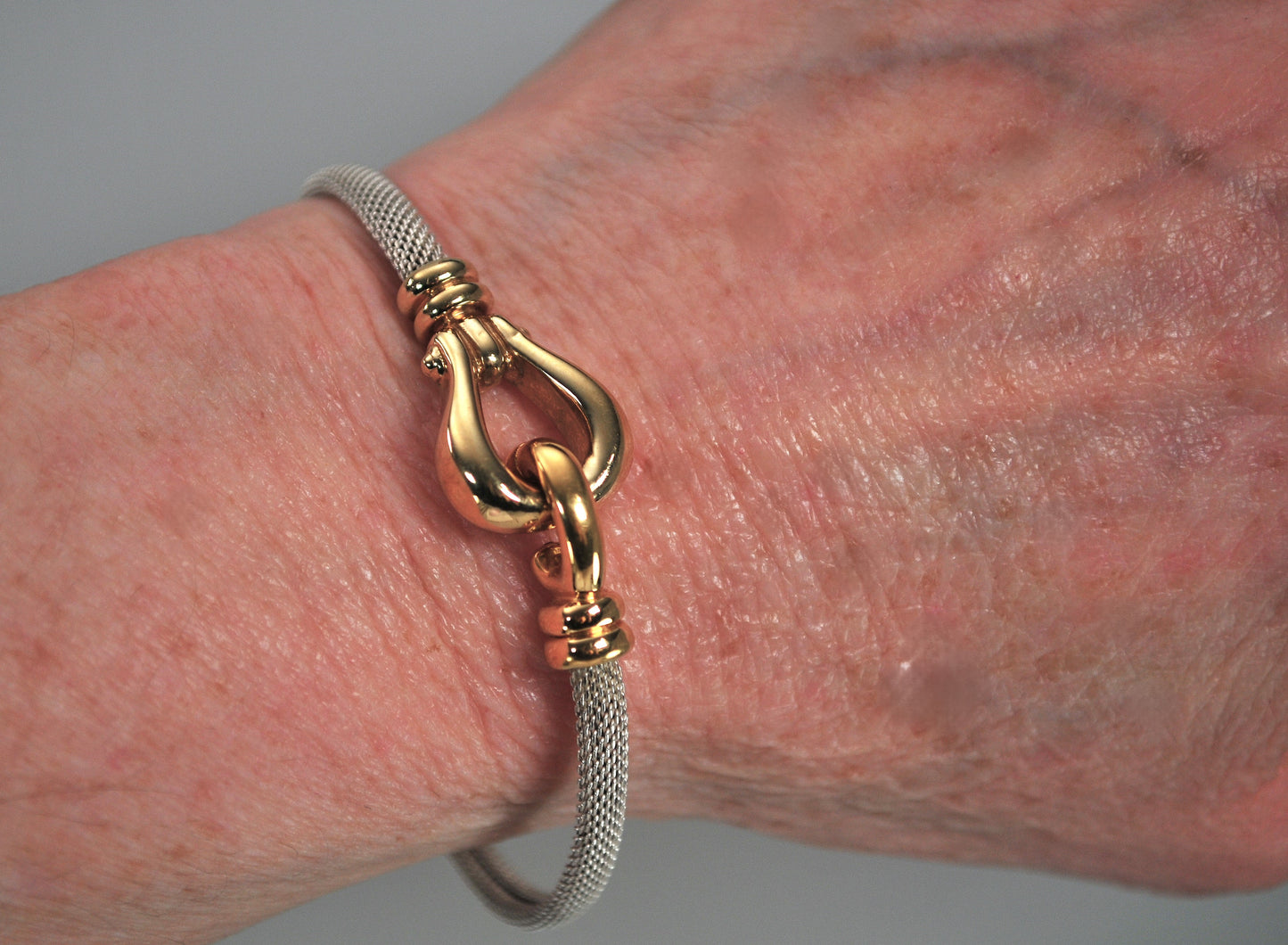 JTL Sterling Silver 14K Gold Hook Bangle Bracelet