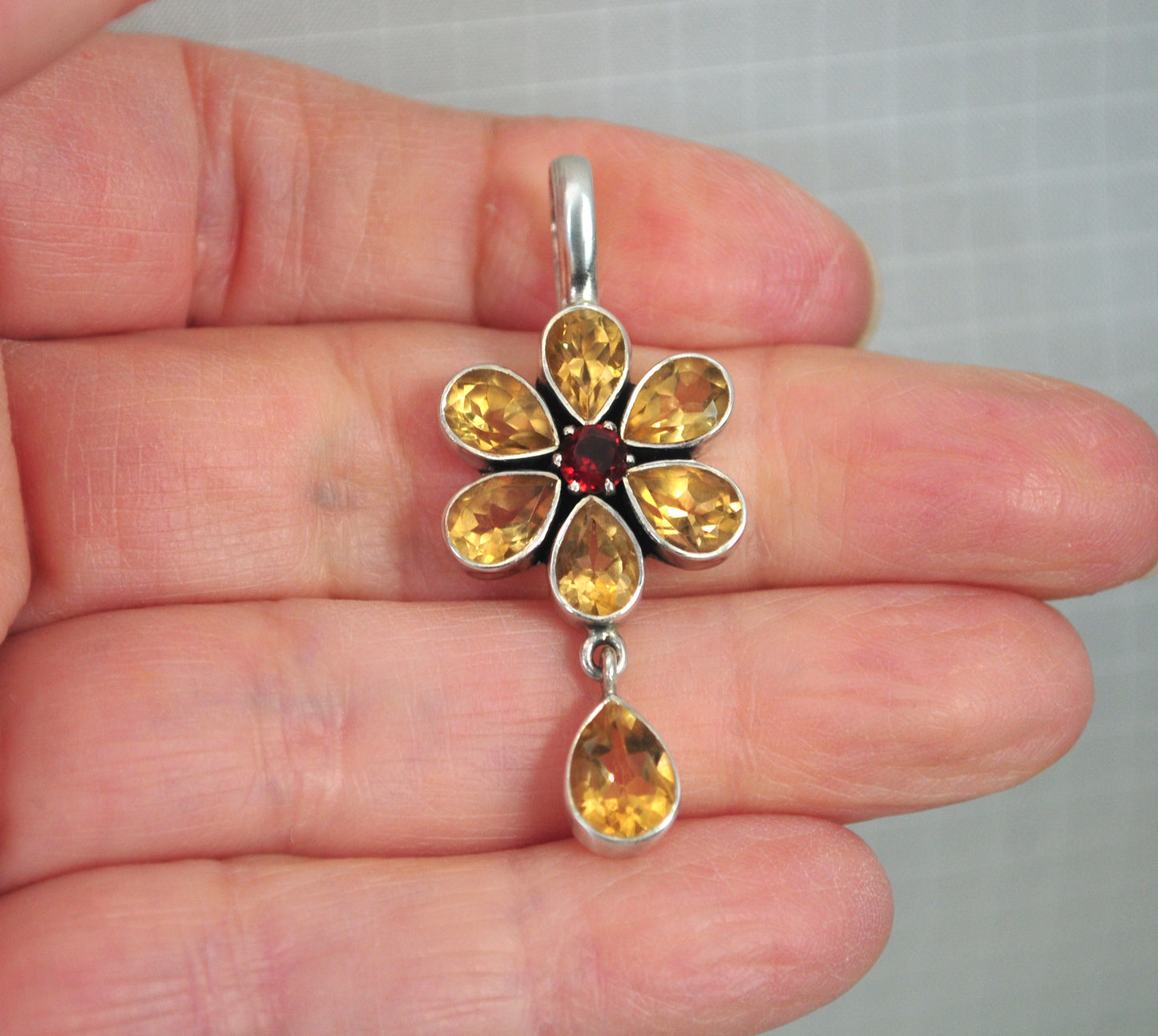 Doug Paulus Sterling Silver Citrine Flower Enhancer Pendant