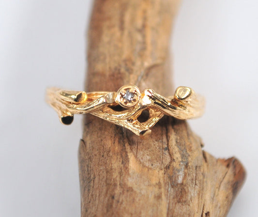 14K Gold Diamond accent Branch Ring