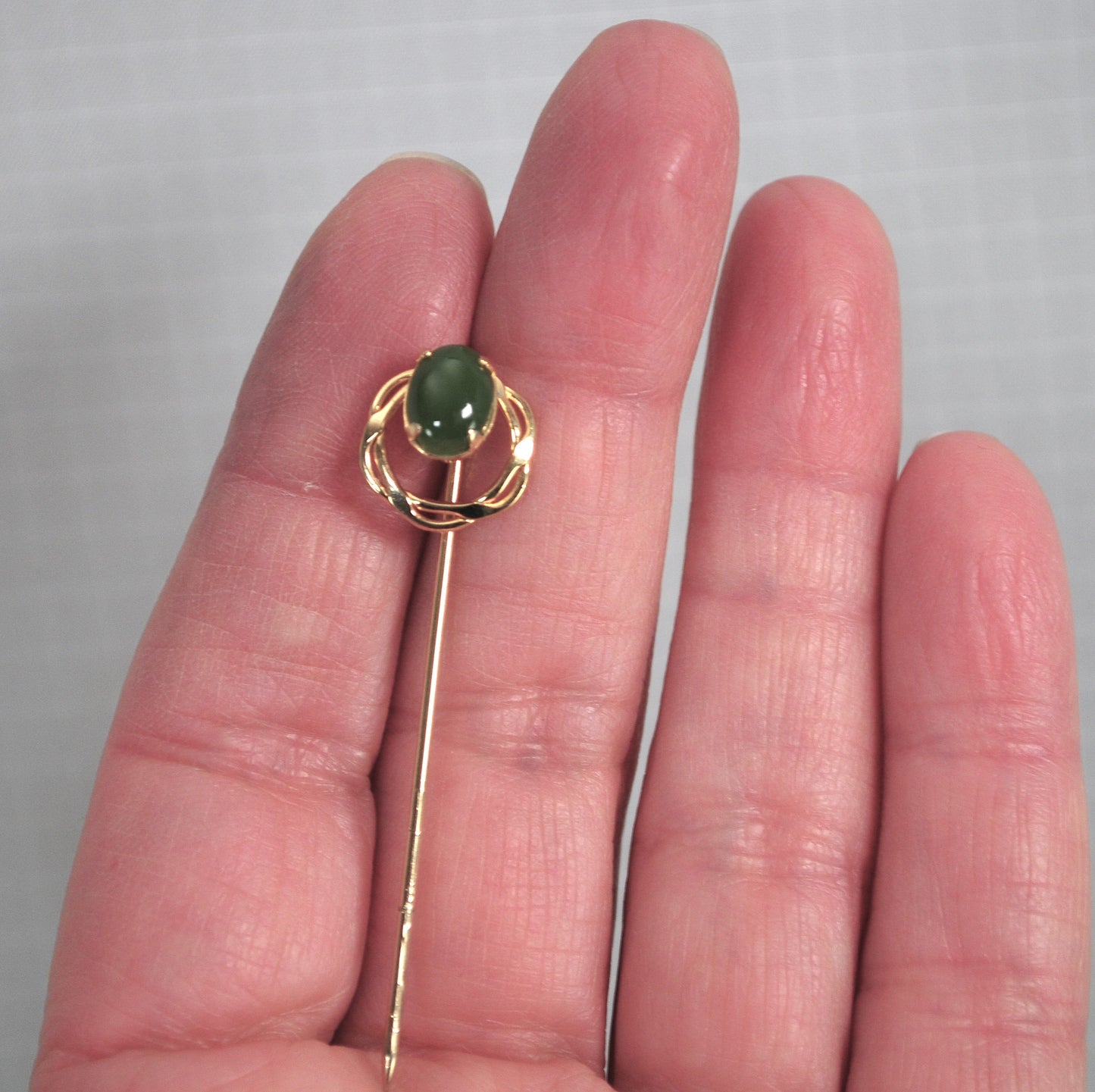 Vintage Gold Filled Jade Stick Pin