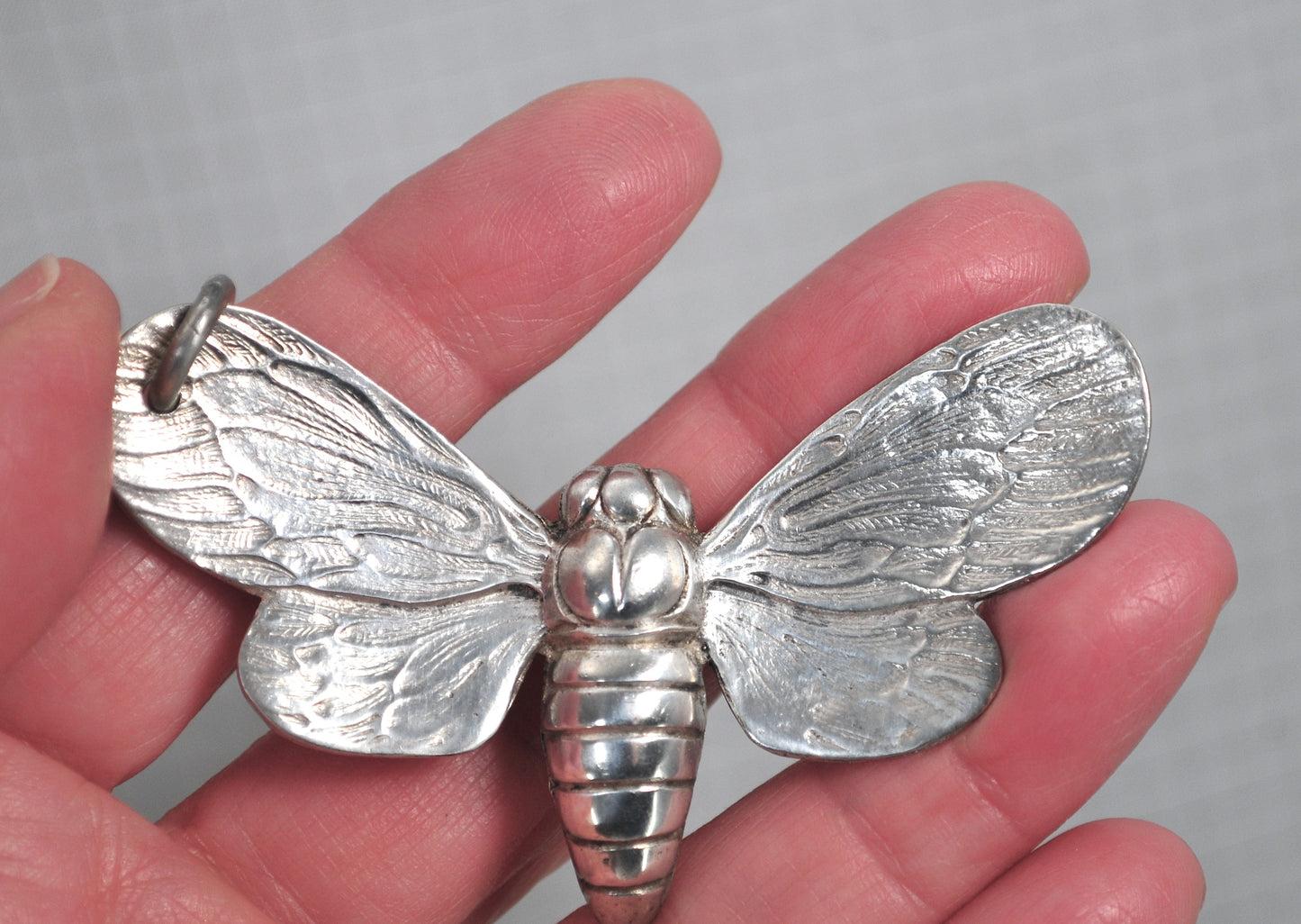 Large Sterling Silver Insect Brooch Pendant