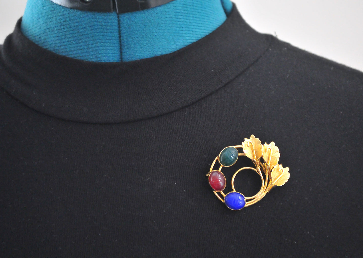 Vintage Signed Gold Filled Scarab Brooch