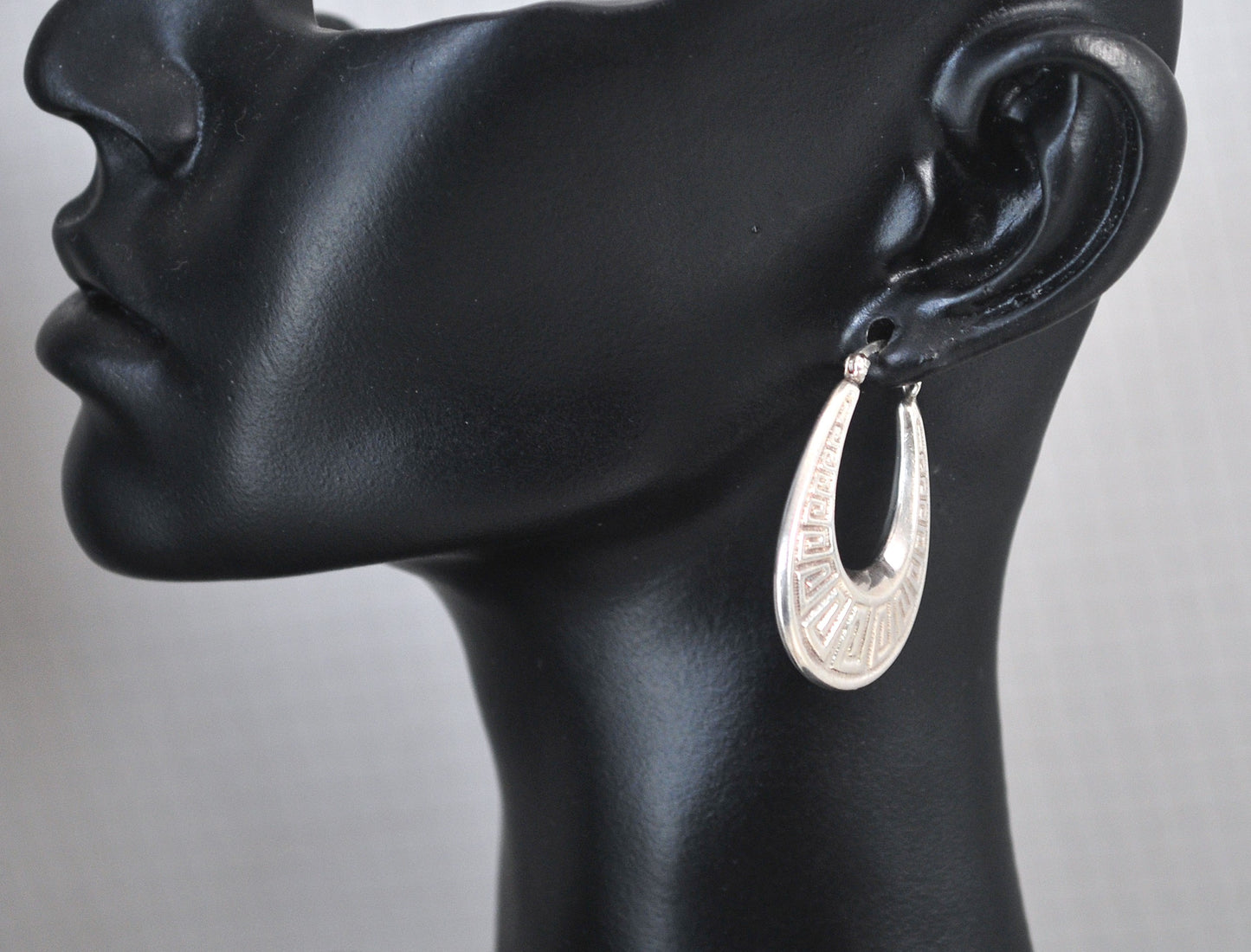 925 Sterling Greek Key Hoop Earrings