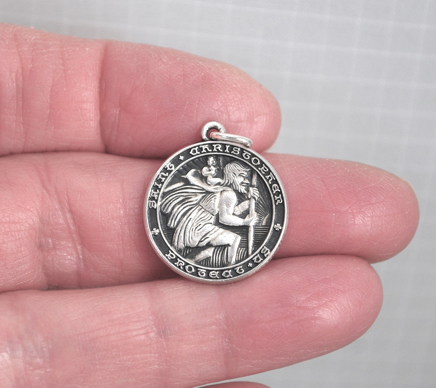 Vintage Sterling Silver Saint Christopher Medal Pendant