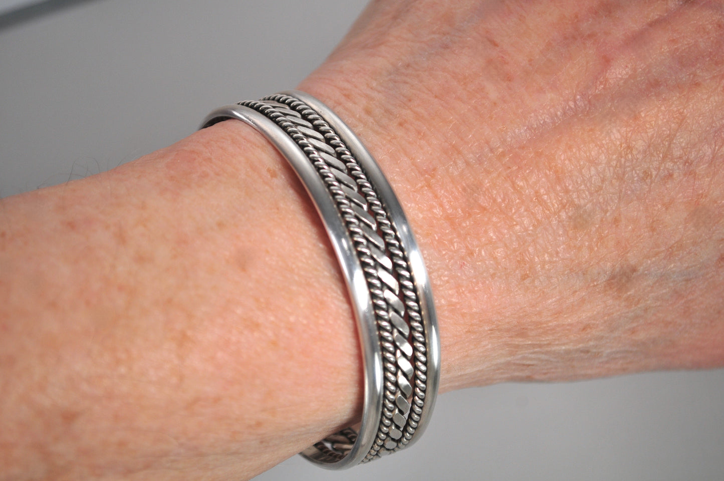 Vintage Native American Sterling Silver Cuff Bracelet