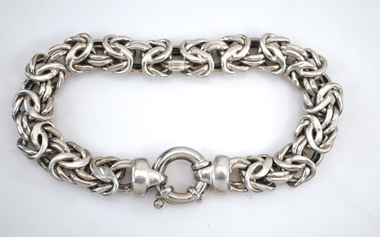 Chunky Sterling Silver Byzantine Bracelet
