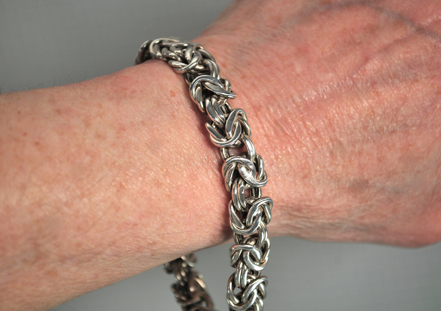 Chunky Sterling Silver Byzantine Bracelet