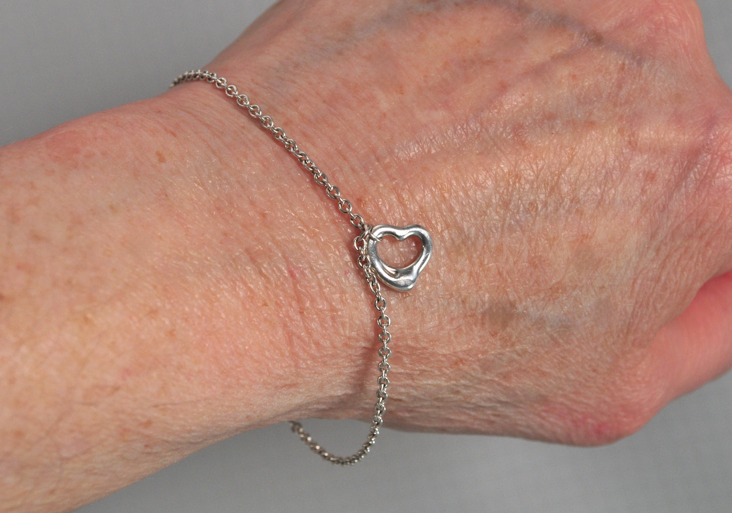 Estate Sterling Silver Elsa Peretti Tiffany Heart Charm Bracelet