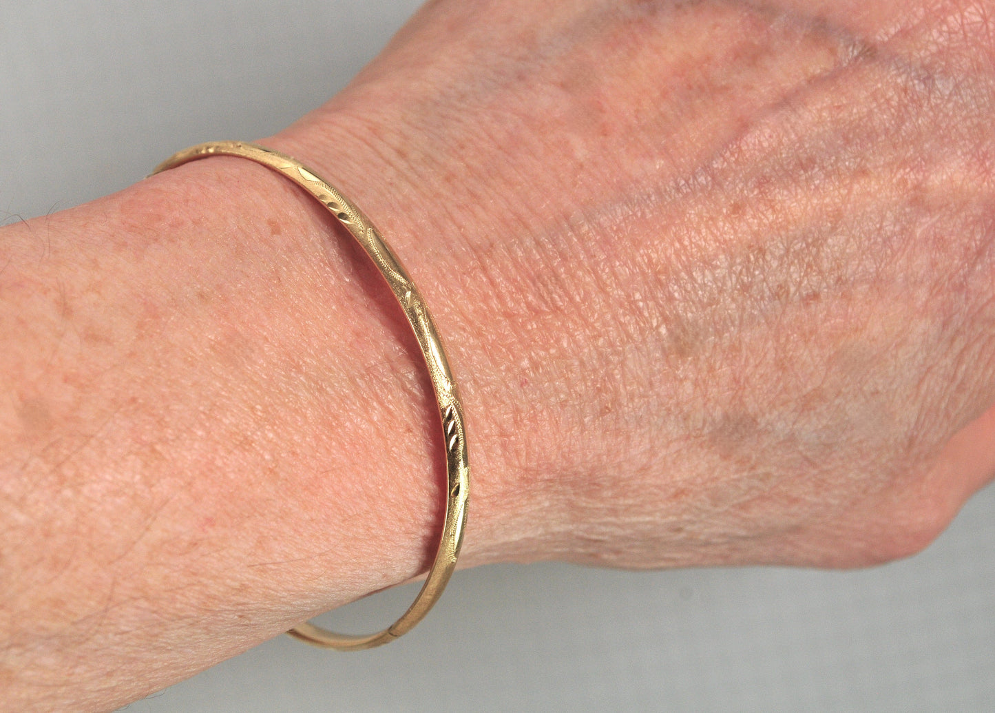 Narrow 14K Gold Bangle Bracelet